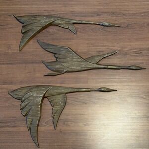 Vintage Set of Sexton Canadian Geese Flight  Wall Sculpture Art USA 20"